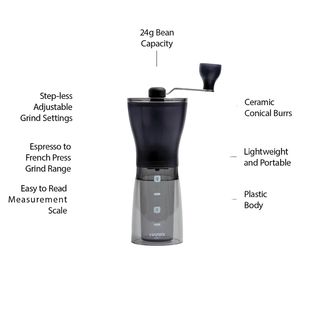 Hario Hand Grinder Ceramic Coffee Mill Mini-Slim Plus (MSS-1DTB)