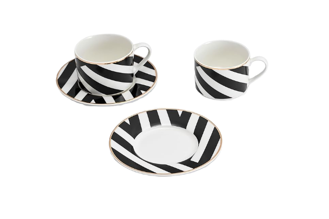 Mikasa Luxe Deco Fine China Tea Cup & Saucer (Set of 2)