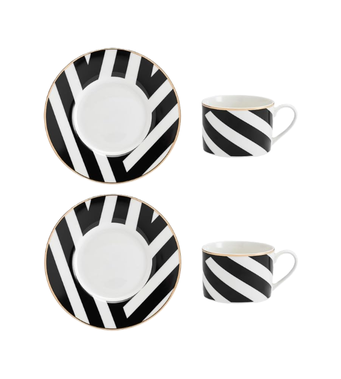 Mikasa Luxe Deco Fine China Tea Cup & Saucer (Set of 2)