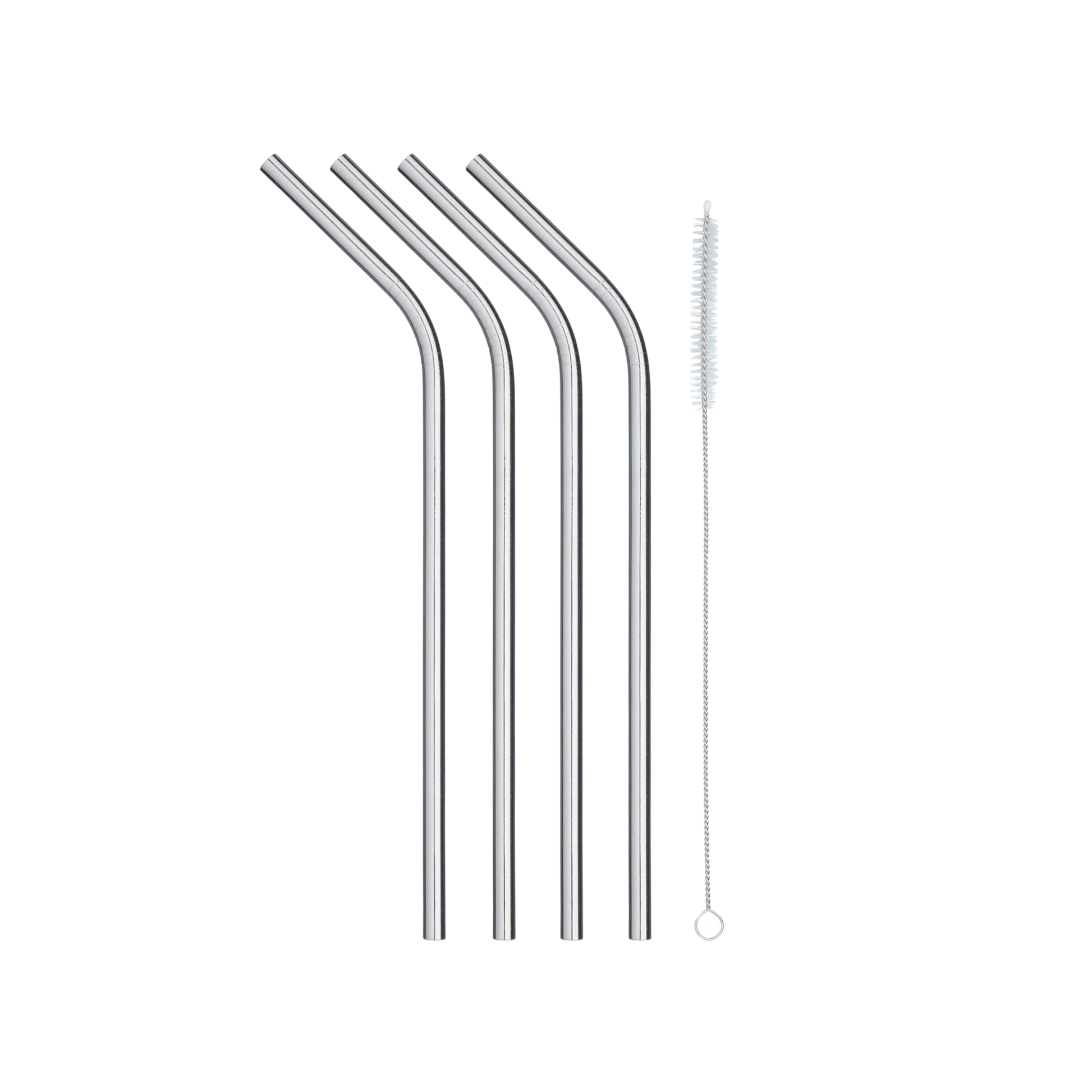 KitchenCraft Stainless Steel Reusable Drinks Straws (Pack of 4)